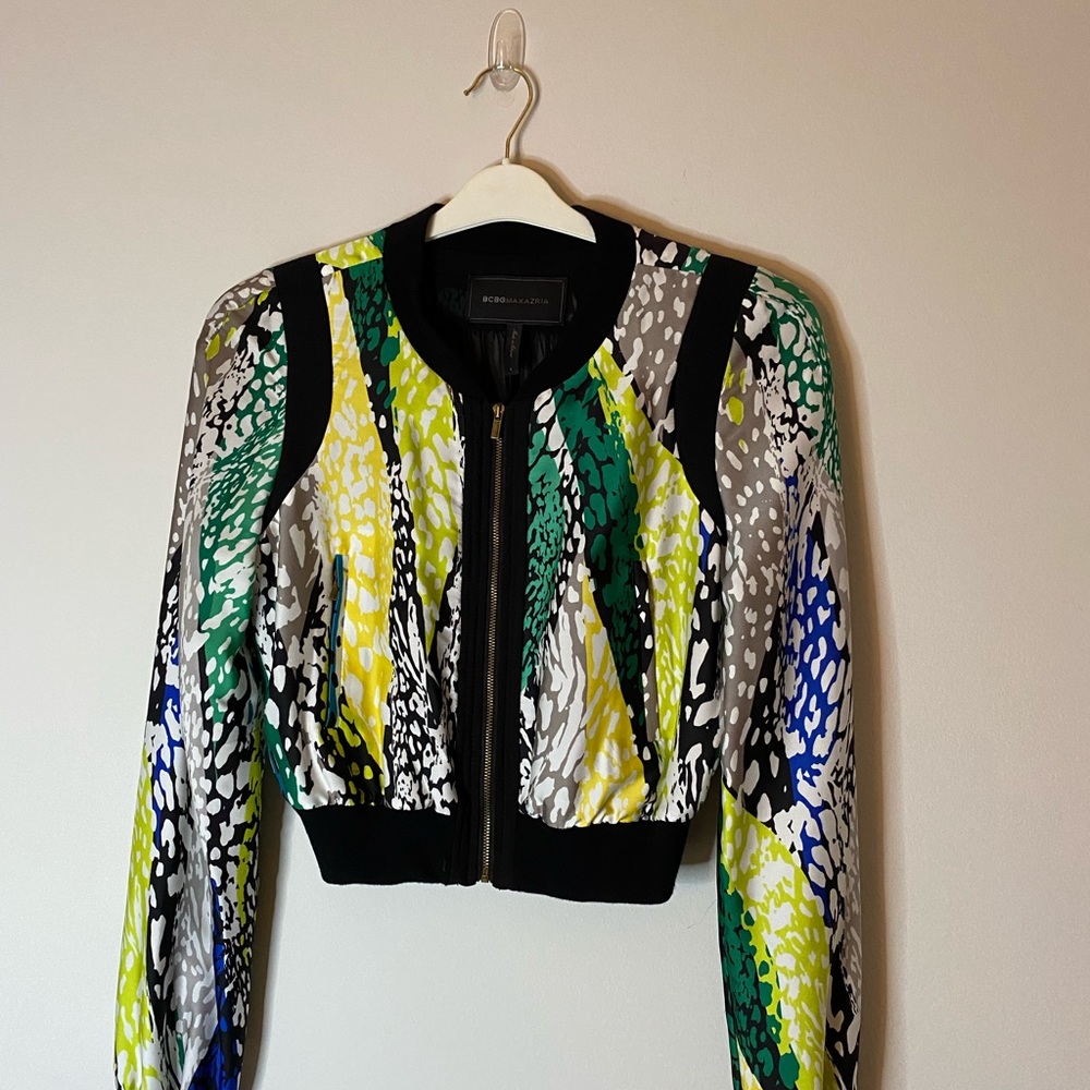 BCBG cropped jacket multi colored